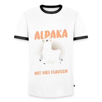 Alpaka - Männer Kontrast-T-Shirt - Weiß/Schwarz - Vorne - AI Model Female 172 light (172cm) & AI Model Male 178 dark (178cm)