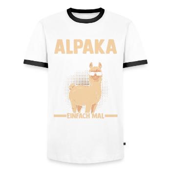 Alpaga - T-shirt contrasté Homme - blanc/noir - Devant - AI Model Female 172 light (172cm) & AI Model Male 178 dark (178cm)