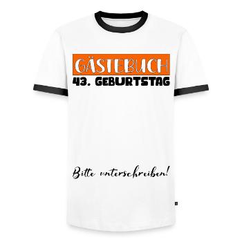 43 Birthday Gift Women's Decoration Men's Guestbook - Men's Ringer Shirt - white/black - Front - AI Model Female 172 light (172cm) & AI Model Male 178 dark (178cm)