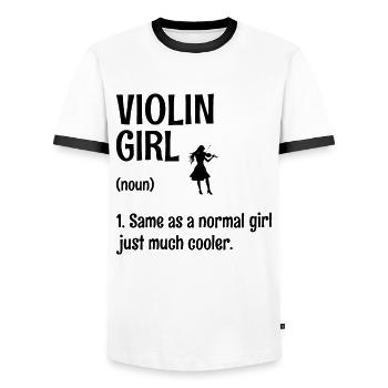 Violin Girl Same As A Normal Girl Juste Beaucoup Plus Cool - T-shirt contrasté Homme - blanc/noir - Devant - AI Model Female 172 light (172cm) & AI Model Male 178 dark (178cm)