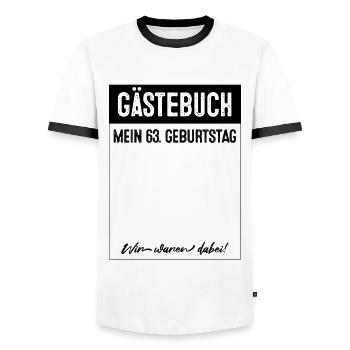 63 Jahre Gästebuch 63. Geburtstag - Männer Kontrast-T-Shirt - Weiß/Schwarz - Vorne - AI Model Female 172 light (172cm) & AI Model Male 178 dark (178cm)