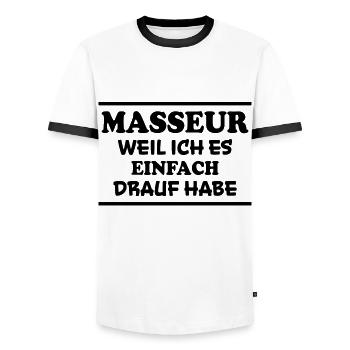 Masseur Spruch Massage Lustiges Masseur Geschenk - Männer Kontrast-T-Shirt - Weiß/Schwarz - Vorne - AI Model Female 172 light (172cm) & AI Model Male 178 dark (178cm)