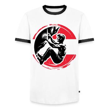 Grimpeur autrichien – Escalade de bloc en détresse - T-shirt contrasté Homme - blanc/noir - Devant - AI Model Female 172 light (172cm) & AI Model Male 178 dark (178cm)