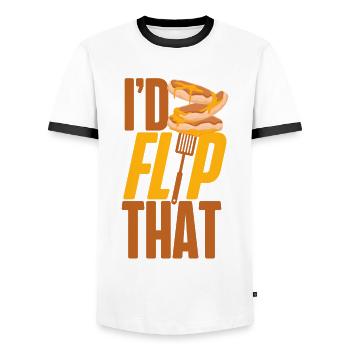 Pancake Lover Kids Pun I'd Flip - Men's Ringer Shirt - white/black - Front - AI Model Female 172 light (172cm) & AI Model Male 178 dark (178cm)