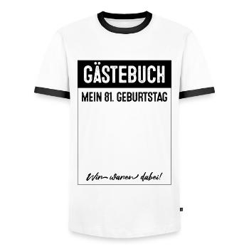 81 Jahre Gästebuch 81. Geburtstag - Männer Kontrast-T-Shirt - Weiß/Schwarz - Vorne - AI Model Female 172 light (172cm) & AI Model Male 178 dark (178cm)