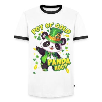 St. Patrick's Day Panda-Umarmung - Männer Kontrast-T-Shirt - Weiß/Schwarz - Vorne - AI Model Female 172 light (172cm) & AI Model Male 178 dark (178cm)
