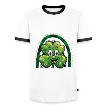 St. Patrick's Day Shamrock Let's get lucked up - Men's Ringer Shirt - white/black - Front - AI Model Female 172 light (172cm) & AI Model Male 178 dark (178cm)