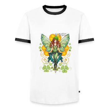 St. Patrick's Day Luck in every Flutter - Men's Ringer Shirt - white/black - Front - AI Model Female 172 light (172cm) & AI Model Male 178 dark (178cm)