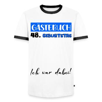 Guestbook Decoration Men Men's 48th Birthday Tshirt - Men's Ringer Shirt - white/black - Front - AI Model Female 172 light (172cm) & AI Model Male 178 dark (178cm)