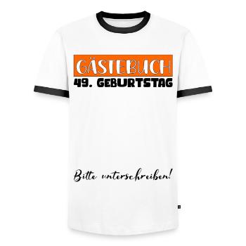 49 Birthday Gift Women's Decoration Men's Guestbook - Men's Ringer Shirt - white/black - Front - AI Model Female 172 light (172cm) & AI Model Male 178 dark (178cm)