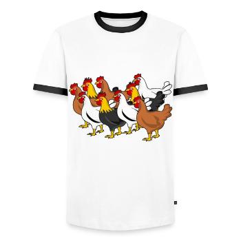 Chickens Poultry Chicken Farmer - Männer Kontrast-T-Shirt - Weiß/Schwarz - Vorne - AI Model Female 172 light (172cm) & AI Model Male 178 dark (178cm)