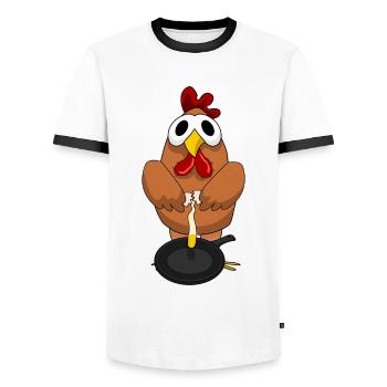 Chickens Poultry Farmer Chicken Farm - Men's Ringer Shirt - white/black - Front - AI Model Female 172 light (172cm) & AI Model Male 178 dark (178cm)