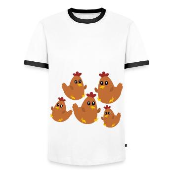 Poultry Farmer Chicken Farm Chickens - Men's Ringer Shirt - white/black - Front - AI Model Female 172 light (172cm) & AI Model Male 178 dark (178cm)
