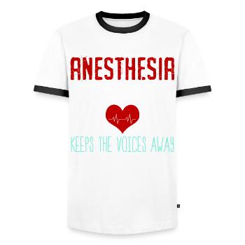 Anesthetist Doctor Nurse Medicine - Men's Ringer Shirt - white/black - Front - AI Model Female 172 light (172cm) & AI Model Male 178 dark (178cm)