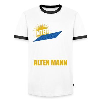 Unterschätze nie einen alten Mann mit PV Anlage - Männer Kontrast-T-Shirt - Weiß/Schwarz - Vorne - AI Model Female 172 light (172cm) & AI Model Male 178 dark (178cm)
