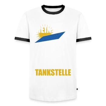 Mein Dach meine Tankstelle - Solarenergie - Sonne - Männer Kontrast-T-Shirt - Weiß/Schwarz - Vorne - AI Model Female 172 light (172cm) & AI Model Male 178 dark (178cm)