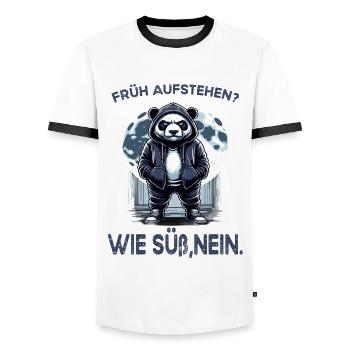 Je déteste les gens grognons du matin au bureau drôle - T-shirt contrasté Homme - blanc/noir - Devant - AI Model Female 172 light (172cm) & AI Model Male 178 dark (178cm)