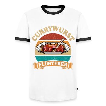 Currywurst Flüsterer - Männer Kontrast-T-Shirt - Weiß/Schwarz - Vorne - AI Model Female 172 light (172cm) & AI Model Male 178 dark (178cm)