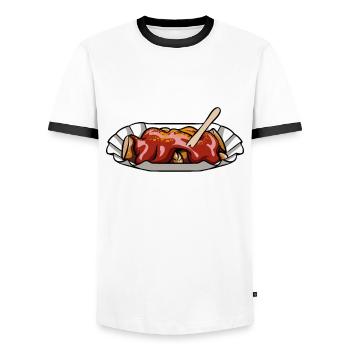 Mir reicht's ich brauch ne Currywurst - Männer Kontrast-T-Shirt - Weiß/Schwarz - Vorne - AI Model Female 172 light (172cm) & AI Model Male 178 dark (178cm)