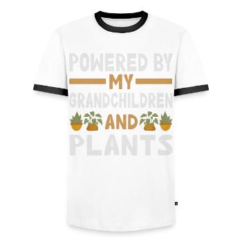 Powered by Grandchildren And Plants Design - Men's Ringer Shirt - white/black - Front - AI Model Female 172 light (172cm) & AI Model Male 178 dark (178cm)