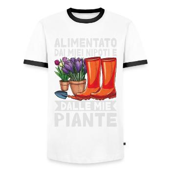 Powered by Grandchildren And Plants Design - Men's Ringer Shirt - white/black - Front - AI Model Female 172 light (172cm) & AI Model Male 178 dark (178cm)