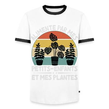 Powered by Grandchildren And Plants Design - Men's Ringer Shirt - white/black - Front - AI Model Female 172 light (172cm) & AI Model Male 178 dark (178cm)