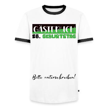 58 Birthday Gift Women's Decoration Men's Guestbook - Men's Ringer Shirt - white/black - Front - AI Model Female 172 light (172cm) & AI Model Male 178 dark (178cm)
