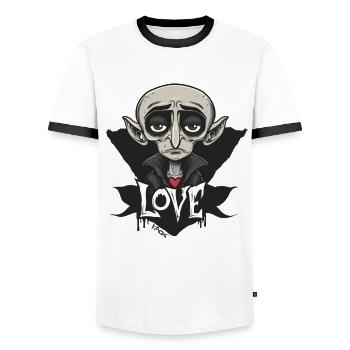 Le vampire de l’amour Nosferatu drôle et triste - T-shirt contrasté Homme - blanc/noir - Devant - AI Model Female 172 light (172cm) & AI Model Male 178 dark (178cm)