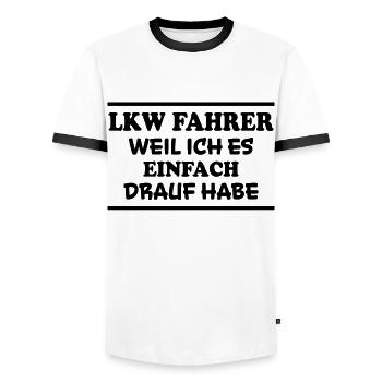 LKW Fahrer Spruch Job Lustiges LKW Fahrer Geschenk - Männer Kontrast-T-Shirt - Weiß/Schwarz - Vorne - AI Model Female 172 light (172cm) & AI Model Male 178 dark (178cm)