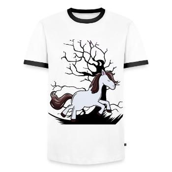 Wild Horse Pony Horses Child Children - Men's Ringer Shirt - white/black - Front - AI Model Female 172 light (172cm) & AI Model Male 178 dark (178cm)