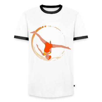Tumbling Fitness Acrobaties - T-shirt contrasté Homme - blanc/noir - Devant - AI Model Female 172 light (172cm) & AI Model Male 178 dark (178cm)