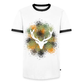 Majestätischer Hirschkopf Für Jäger & Naturfreunde - Männer Kontrast-T-Shirt - Weiß/Schwarz - Vorne - AI Model Female 172 light (172cm) & AI Model Male 178 dark (178cm)