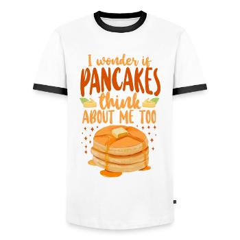 Pancake Lover Kids I Wonder If - Männer Kontrast-T-Shirt - Weiß/Schwarz - Vorne - AI Model Female 172 light (172cm) & AI Model Male 178 dark (178cm)