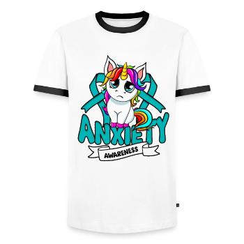 Anxiety disorder Anxiety disorders - Men's Ringer Shirt - white/black - Front - AI Model Female 172 light (172cm) & AI Model Male 178 dark (178cm)