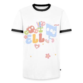 English Teacher English Teacher Ell Squad - Men's Ringer Shirt - white/black - Front - AI Model Female 172 light (172cm) & AI Model Male 178 dark (178cm)