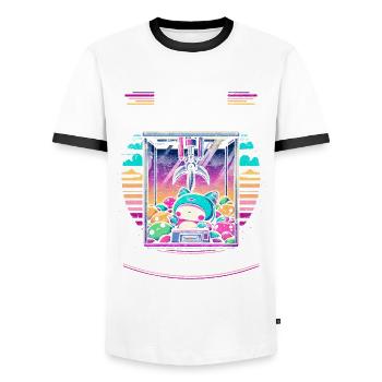 Facilement distrait par les machines à griffes Greifautomat - T-shirt contrasté Homme - blanc/noir - Devant - AI Model Female 172 light (172cm) & AI Model Male 178 dark (178cm)