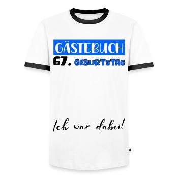 Guestbook Decoration Men Men's 67th Birthday Tshirt - Men's Ringer Shirt - white/black - Front - AI Model Female 172 light (172cm) & AI Model Male 178 dark (178cm)