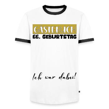 66 Birthday Gift Women's Decoration Men's Guestbook - Men's Ringer Shirt - white/black - Front - AI Model Female 172 light (172cm) & AI Model Male 178 dark (178cm)
