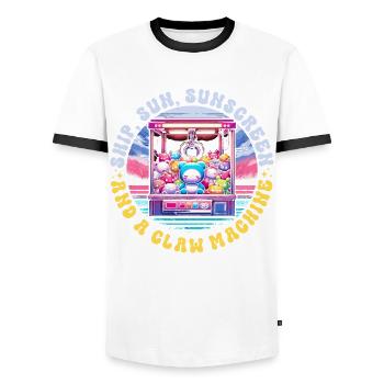 Pince automatique Pince Kraller - T-shirt contrasté Homme - blanc/noir - Devant - AI Model Female 172 light (172cm) & AI Model Male 178 dark (178cm)