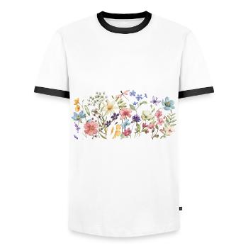 Professeur d’anglais Professeur Professeur d’anglais - T-shirt contrasté Homme - blanc/noir - Devant - AI Model Female 172 light (172cm) & AI Model Male 178 dark (178cm)