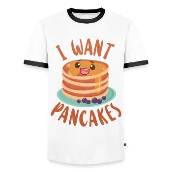 Amoureux des crêpes Les enfants je veux des crêpes - T-shirt contrasté Homme - blanc/noir - Devant - AI Model Female 172 light (172cm) & AI Model Male 178 dark (178cm)