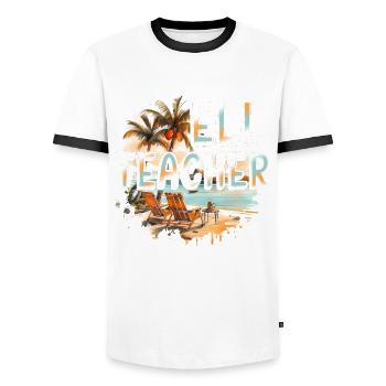 Englischlehrer Englischlehrerin Urlaub - Männer Kontrast-T-Shirt - Weiß/Schwarz - Vorne - AI Model Female 172 light (172cm) & AI Model Male 178 dark (178cm)