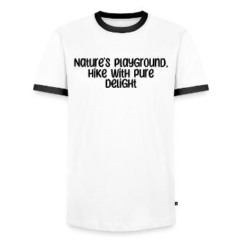 Hiking - Nature's playground, hike with pure - Men's Ringer Shirt - white/black - Front - AI Model Female 172 light (172cm) & AI Model Male 178 dark (178cm)
