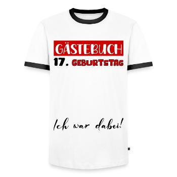 17th Birthday Gift Girls Boys Guestbook - Men's Ringer Shirt - white/black - Front - AI Model Female 172 light (172cm) & AI Model Male 178 dark (178cm)