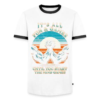 Bras de fer Bras de fer - T-shirt contrasté Homme - blanc/noir - Devant - AI Model Female 172 light (172cm) & AI Model Male 178 dark (178cm)