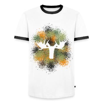 Majestic moose head for outdoor fans and hunters - Men's Ringer Shirt - white/black - Front - AI Model Female 172 light (172cm) & AI Model Male 178 dark (178cm)