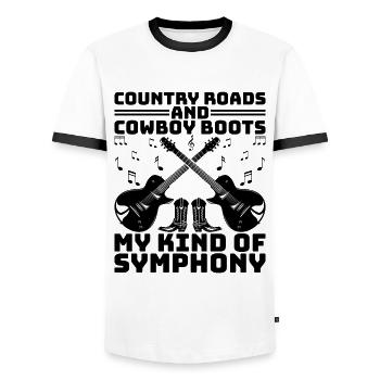 Comté Musique Vintage Amateur de musique Western Country C - T-shirt contrasté Homme - blanc/noir - Devant - AI Model Female 172 light (172cm) & AI Model Male 178 dark (178cm)