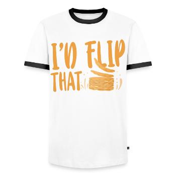 Pancake Lover Kids Pun I'd Flip - Men's Ringer Shirt - white/black - Front - AI Model Female 172 light (172cm) & AI Model Male 178 dark (178cm)