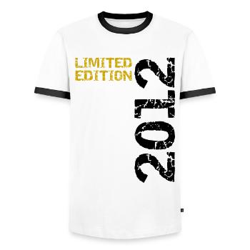 2012 Limited Edition Birthday Gift Wife Husband - Men's Ringer Shirt - white/black - Front - AI Model Female 172 light (172cm) & AI Model Male 178 dark (178cm)