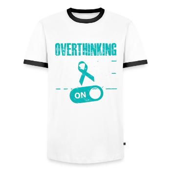 Anxiety Disorder Overthinking Mode On - Men's Ringer Shirt - white/black - Front - AI Model Female 172 light (172cm) & AI Model Male 178 dark (178cm)